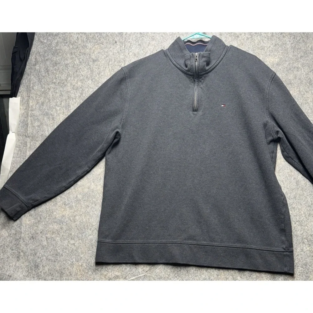 Men's Tommy Hilfiger 1/4 Zip Pullover Sweater - Grey - XXLarge‎
